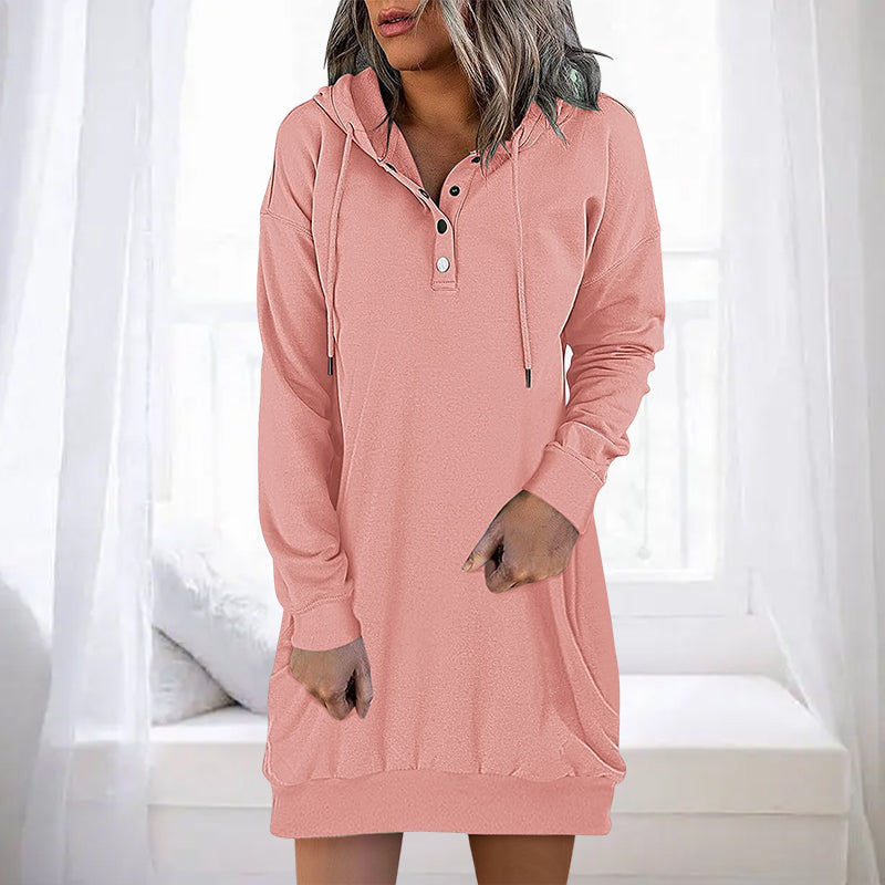 Damen Long Hoodie mit Kapuze im minimalistischen Stil