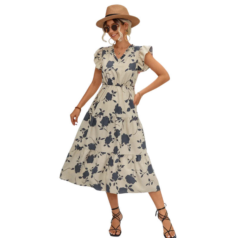 A-Linien Kleid mit Blumenmuster