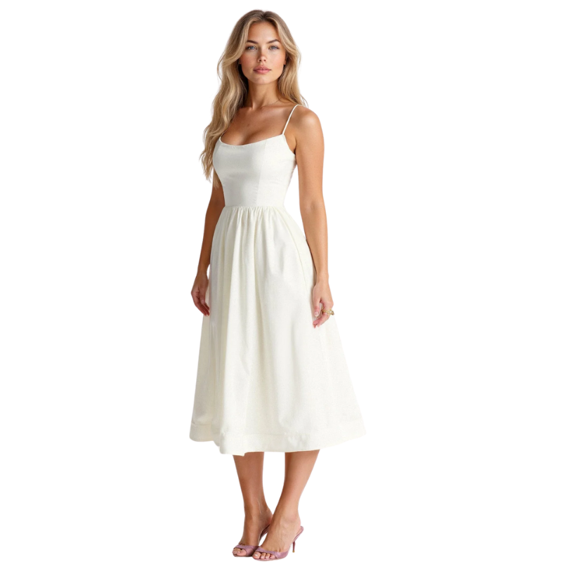 Midikleid mit Spaghettiträgern