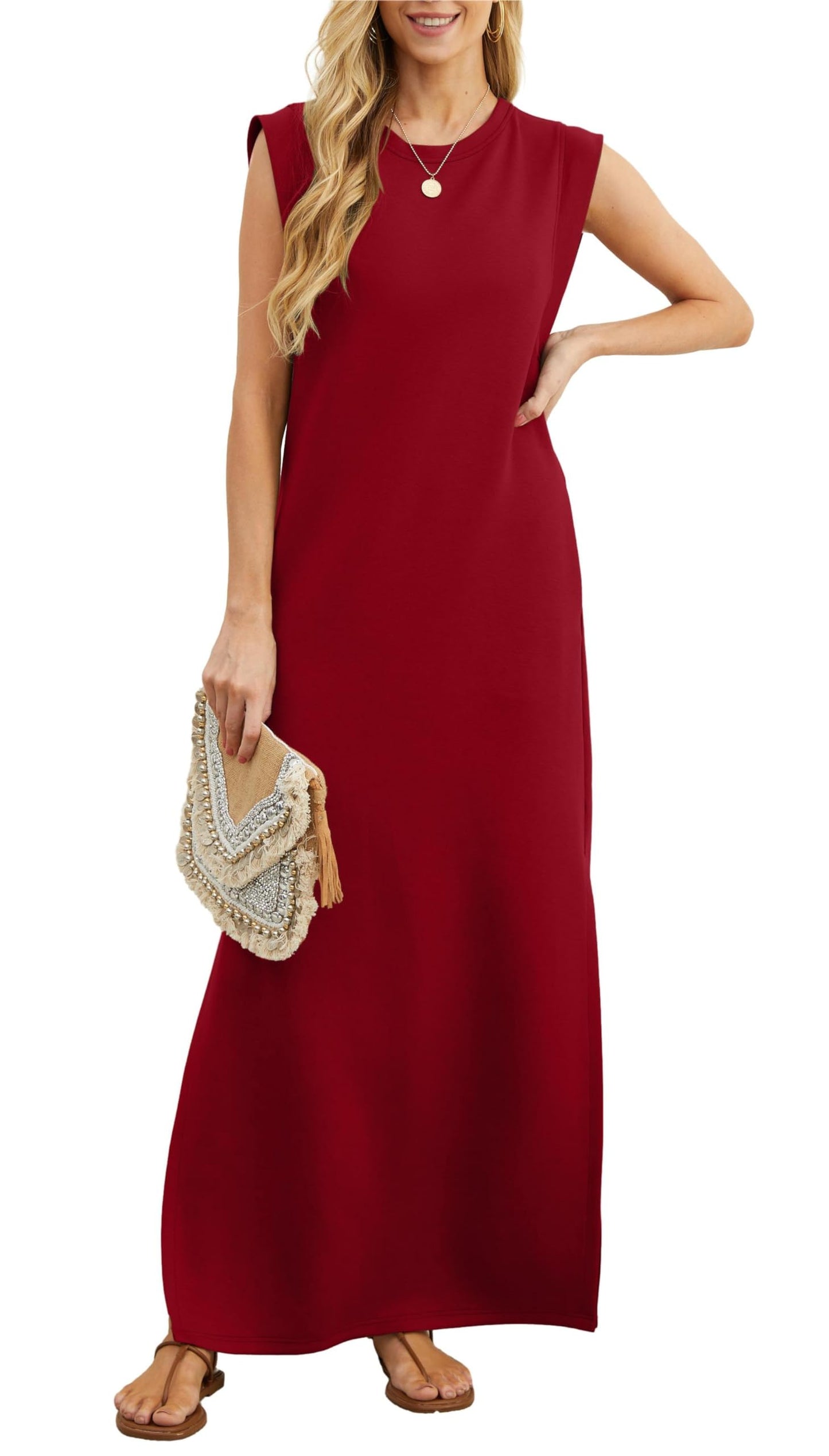 Ärmelloses Maxikleid mit Taschen für Sommerkomfort und Bewegungsfreiheit