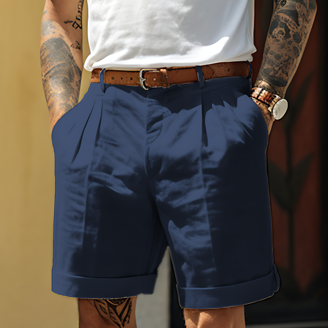 Herren Leinen-Shorts mit Bundfalte