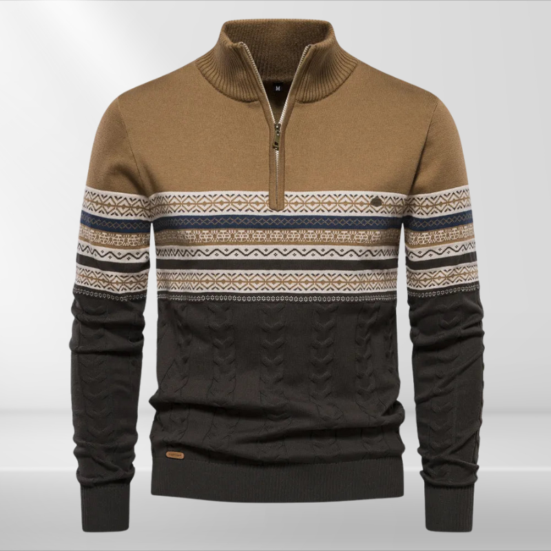 Herren Pullover mit Retro-Muster und Stehkragen