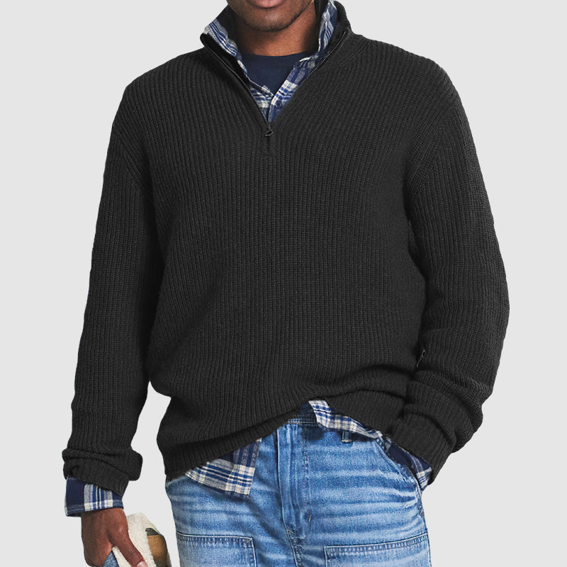 Herren Kaschmirpullover mit Reißverschluss warm weich bequem