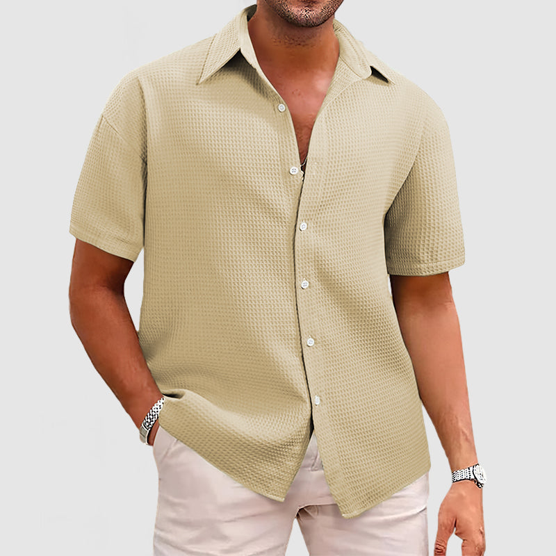 Herren Waffel-Strickmuster Hemd im eleganten Design