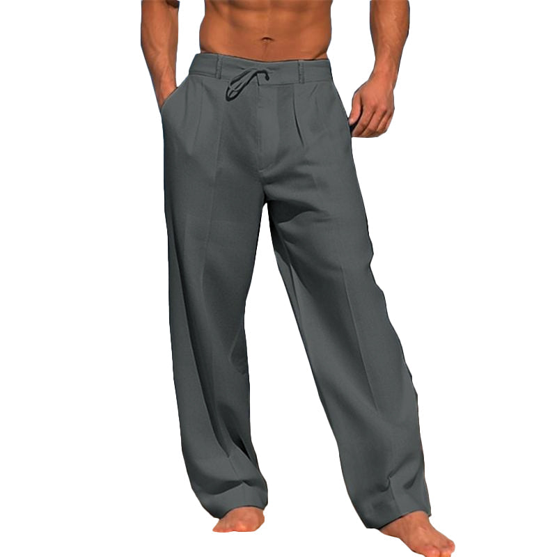 Herren Leinenhose in Unifarbe für Urlaub und Strand