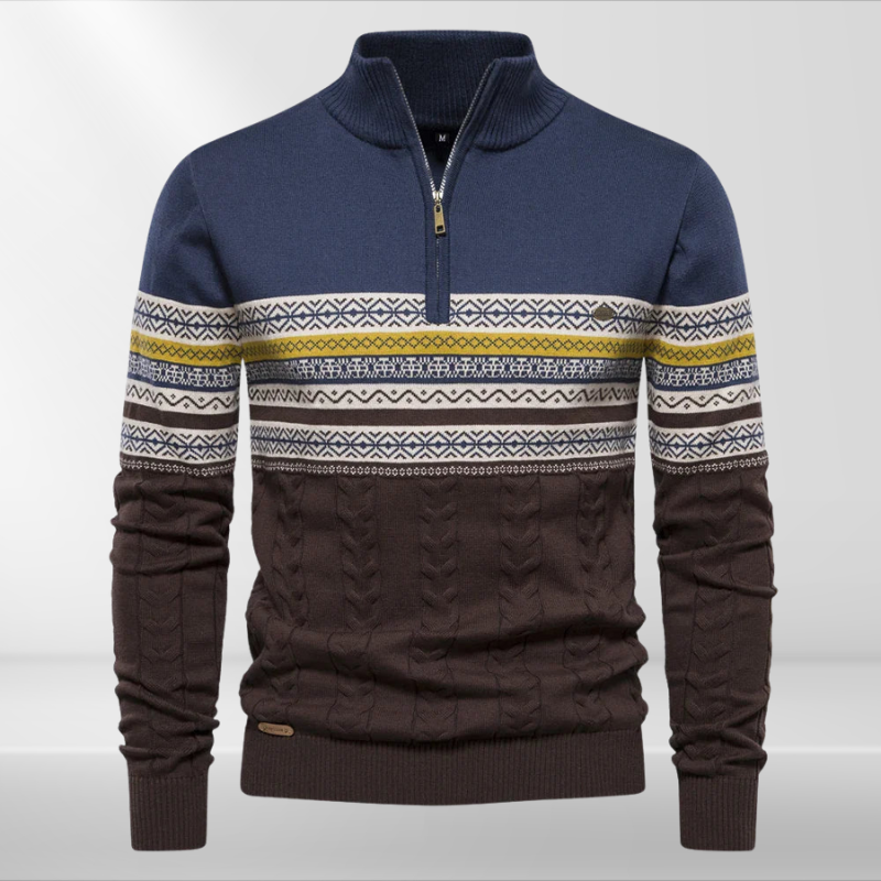 Herren Pullover mit Retro-Muster und Stehkragen