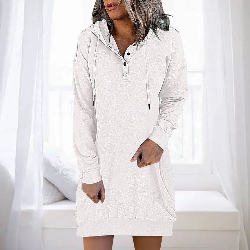 Damen Long Hoodie mit Kapuze im minimalistischen Stil