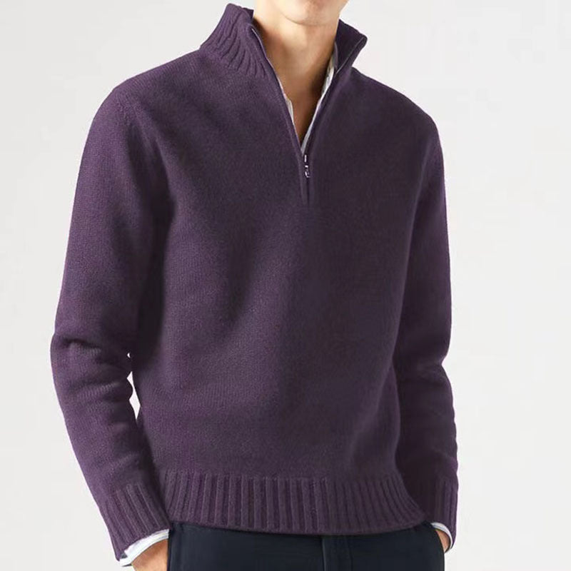 Bequemer und stilvoller Herrenpullover mit halbem Reißverschluss
