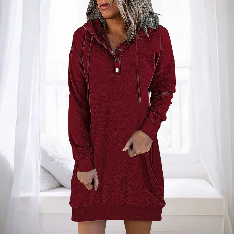 Damen Long Hoodie mit Kapuze im minimalistischen Stil