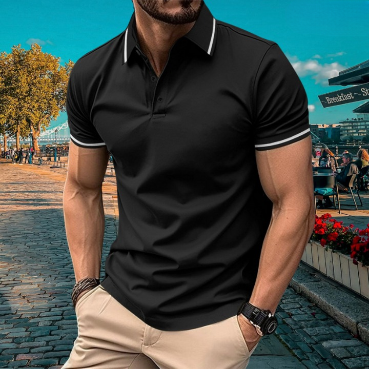 Herren Polo-Shirt mit Kontraststreifen