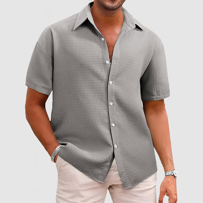 Herren Waffel-Strickmuster Hemd im eleganten Design