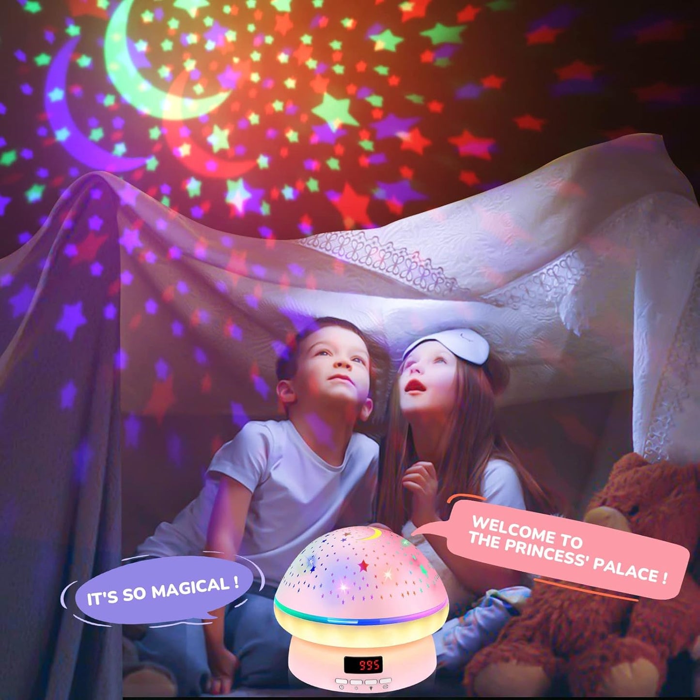 GlowLight – Magischer Sternenprojektor mit 16 Farbe & Timerfunktion