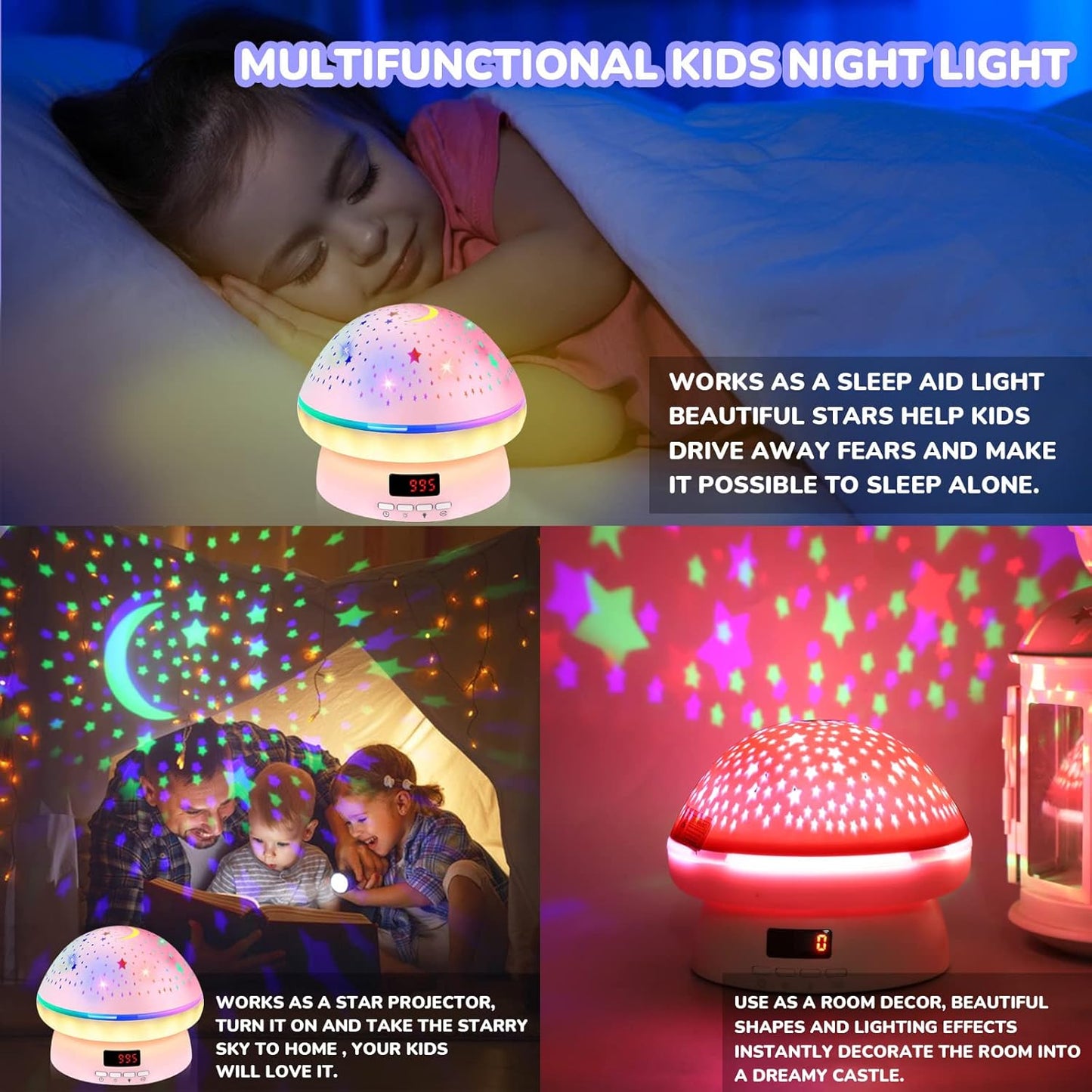 GlowLight – Magischer Sternenprojektor mit 16 Farbe & Timerfunktion