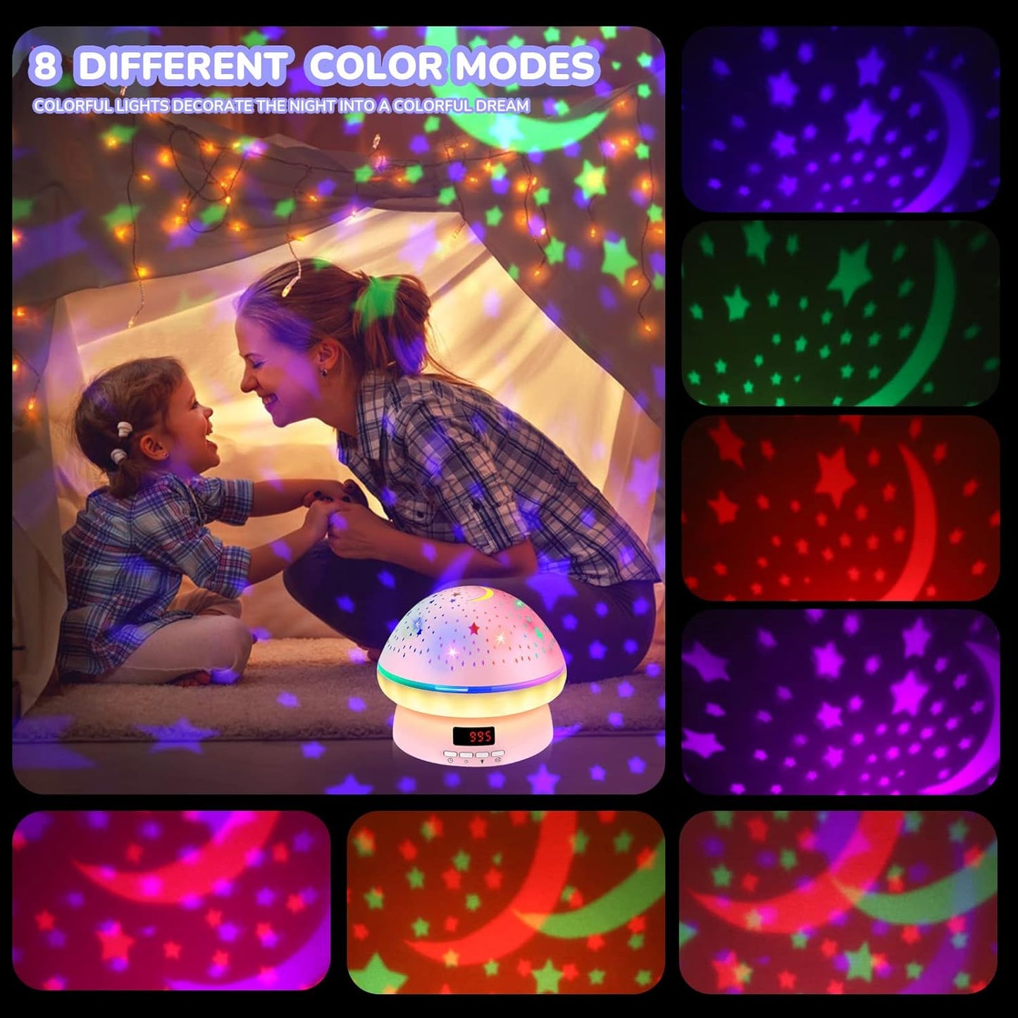 GlowLight – Magischer Sternenprojektor mit 16 Farbe & Timerfunktion