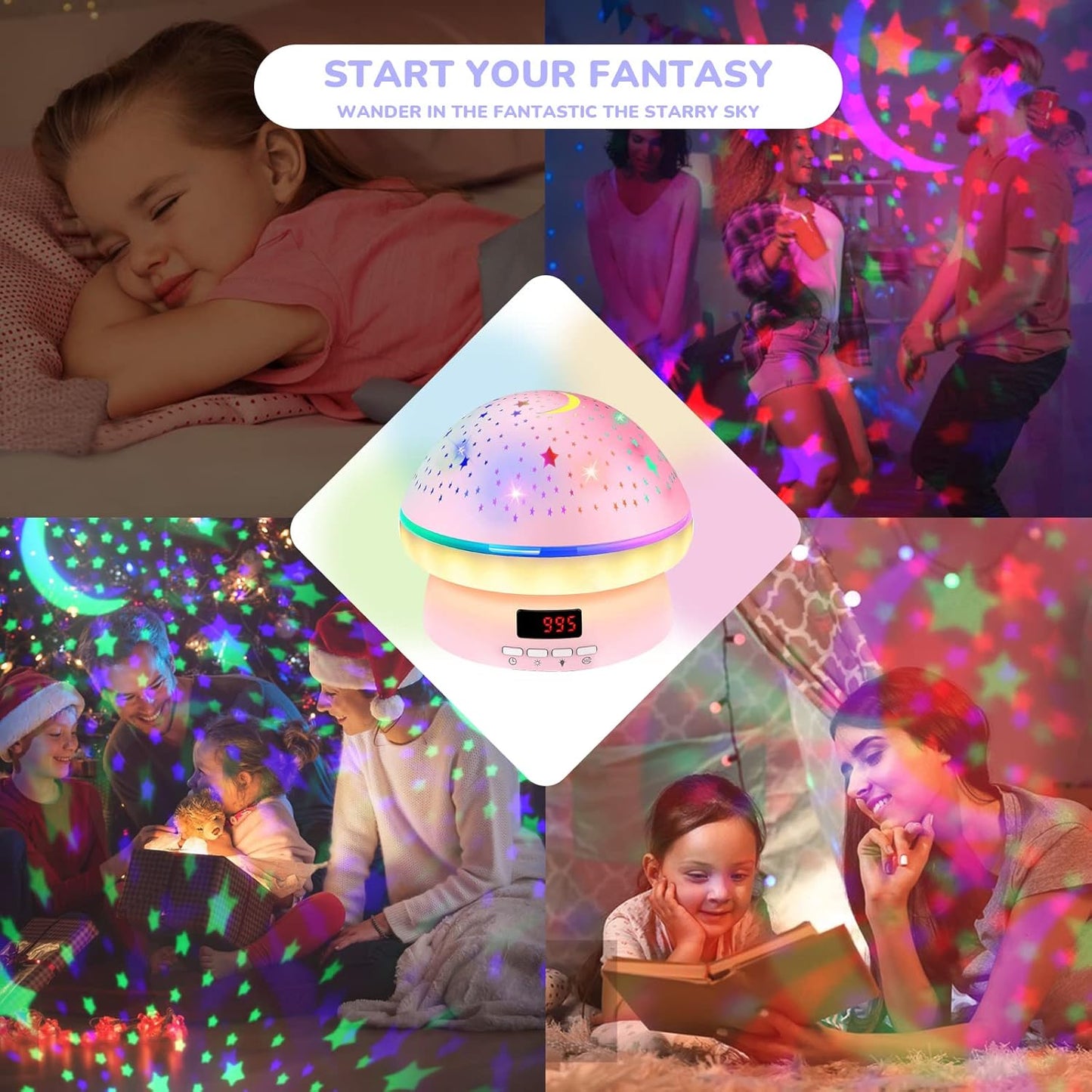 GlowLight – Magischer Sternenprojektor mit 16 Farbe & Timerfunktion