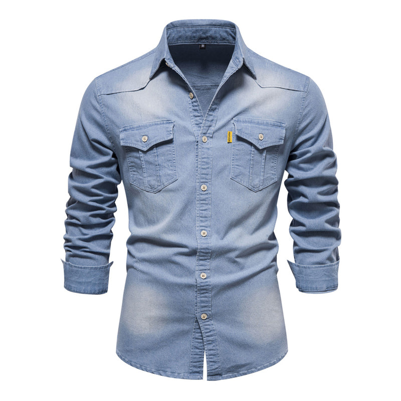 Herren Vintage Denimhemd mit Knopfleiste