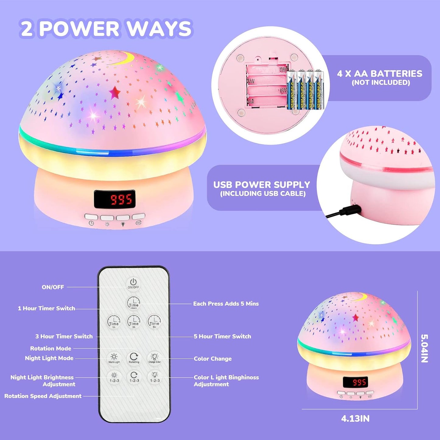 GlowLight – Magischer Sternenprojektor mit 16 Farbe & Timerfunktion