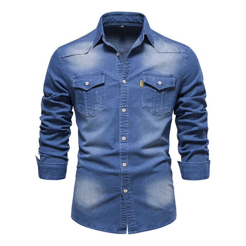 Herren Vintage Denimhemd mit Knopfleiste