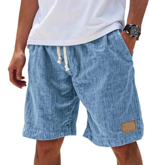 Herren Sommer-Shorts aus Baumwoll-Leinen mit elastischem Bund