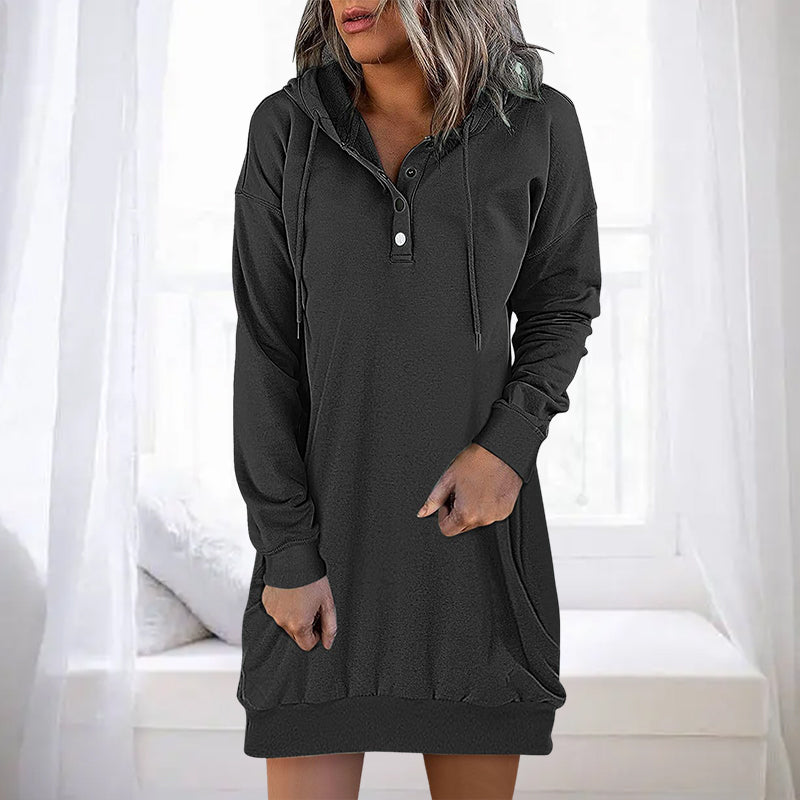 Damen Long Hoodie mit Kapuze im minimalistischen Stil