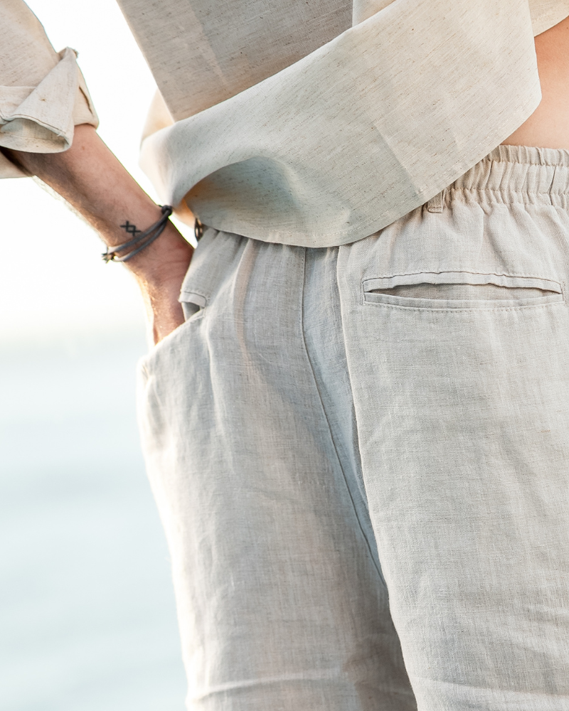 Herren Leinen-Shorts mit Kordelzug
