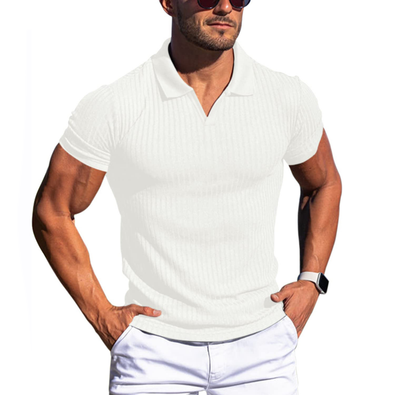 Herren Poloshirt mit Streifenmuster und Reverskragen, Kurzarm