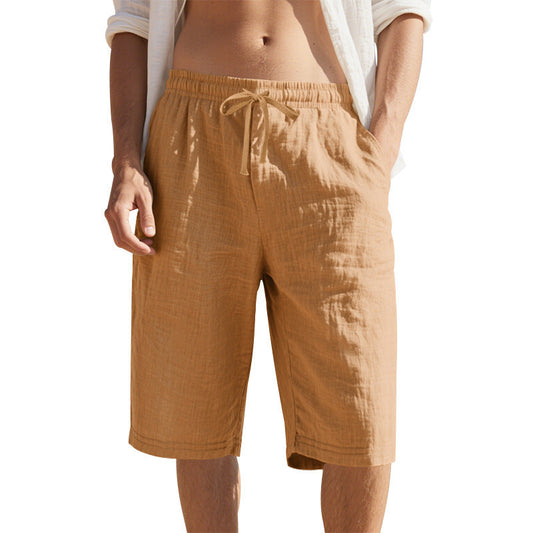 Herren Sommer-Shorts aus Baumwoll-Leinen mit elastischem Bund