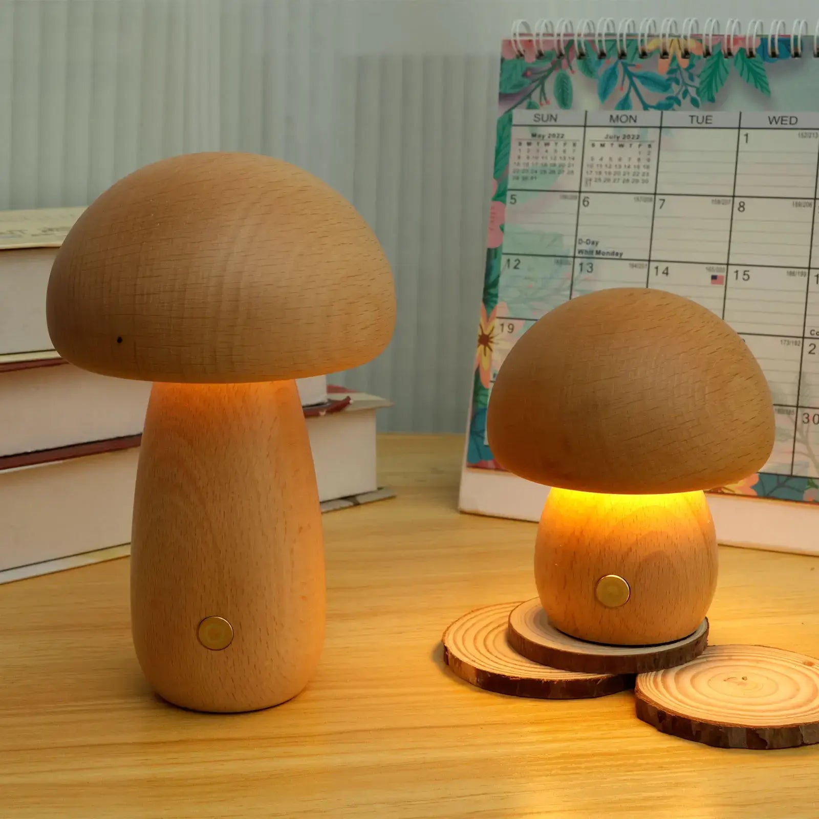 Holz Pilz Tischlampe