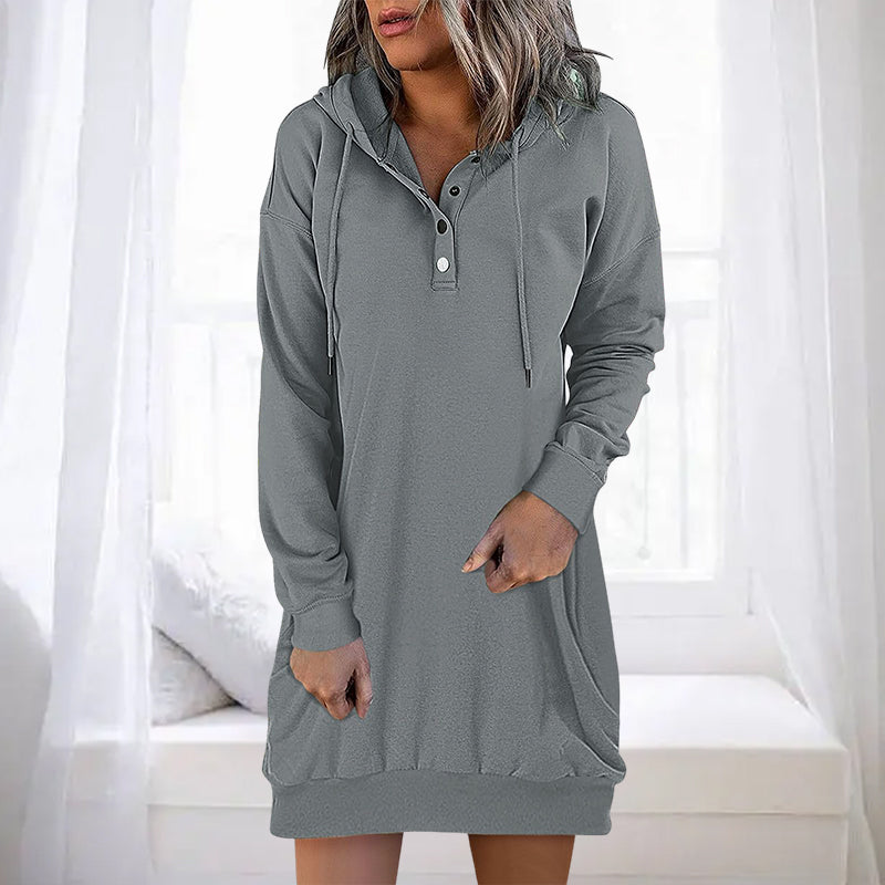 Damen Long Hoodie mit Kapuze im minimalistischen Stil