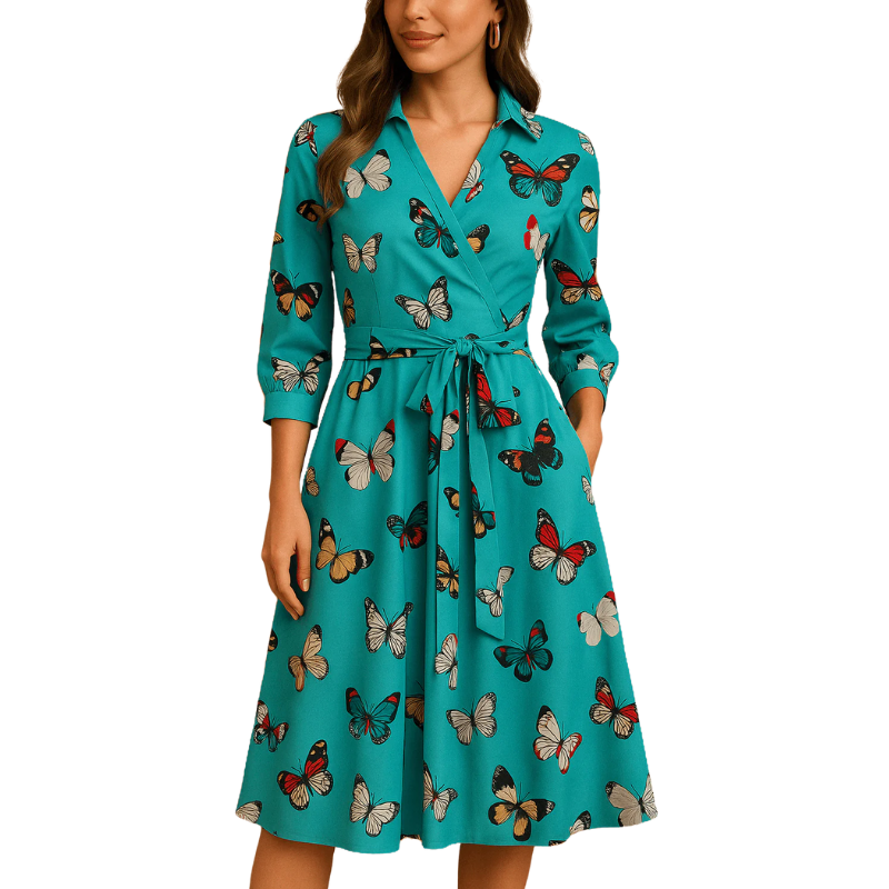 Damen Wickelkleid Polyester - Figurschmeichelnder Schnitt für Sommer und Anlass