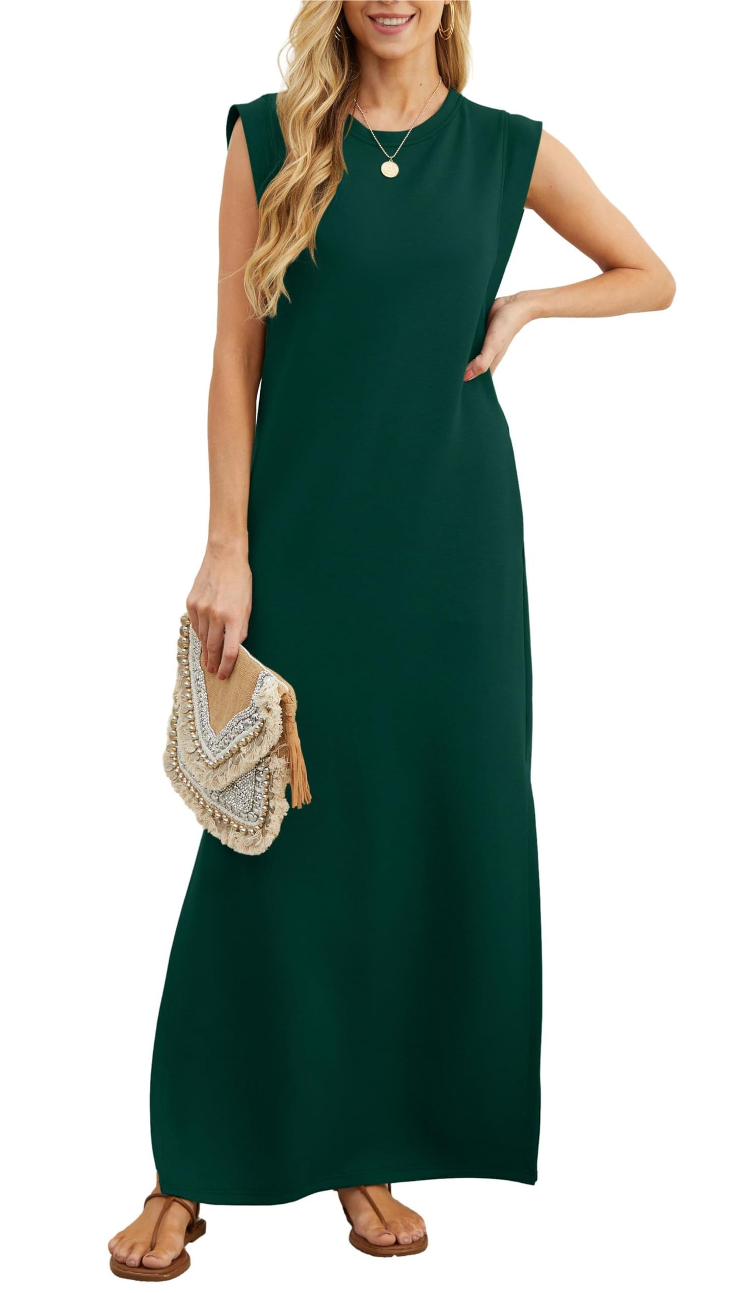 Ärmelloses Maxikleid mit Taschen für Sommerkomfort und Bewegungsfreiheit