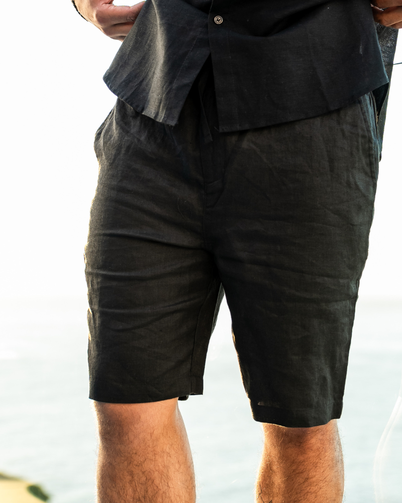 Herren Leinen-Shorts mit Kordelzug