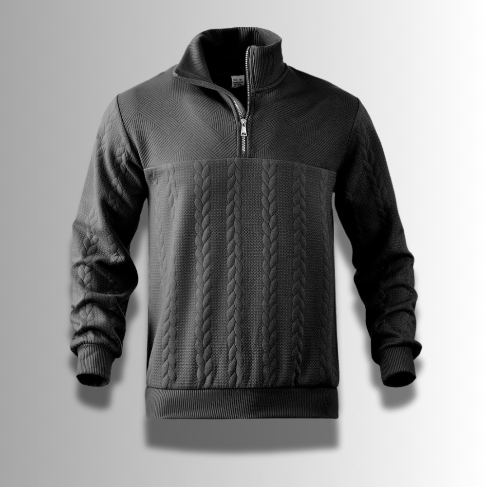 Herren Pullover Merinowolle halb Reißverschluss