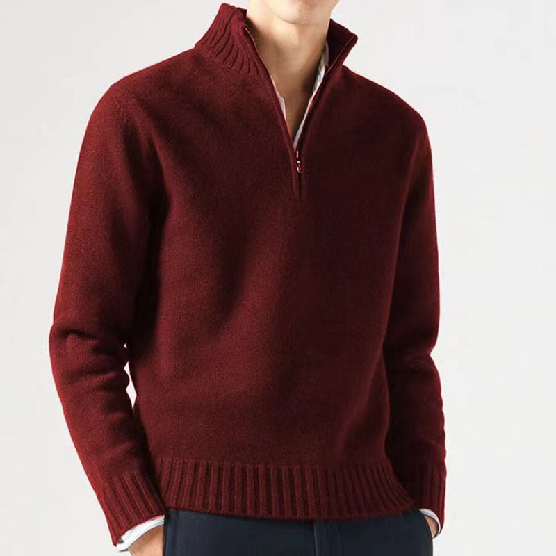 Bequemer und stilvoller Herrenpullover mit halbem Reißverschluss