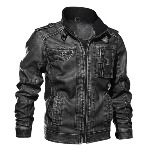 Herren Lederjacke mit hohem Kragen