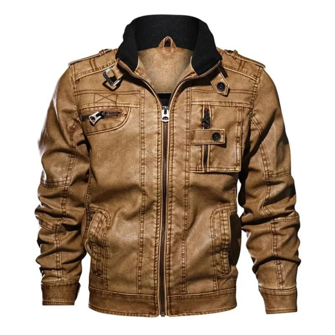 Herren Lederjacke mit hohem Kragen