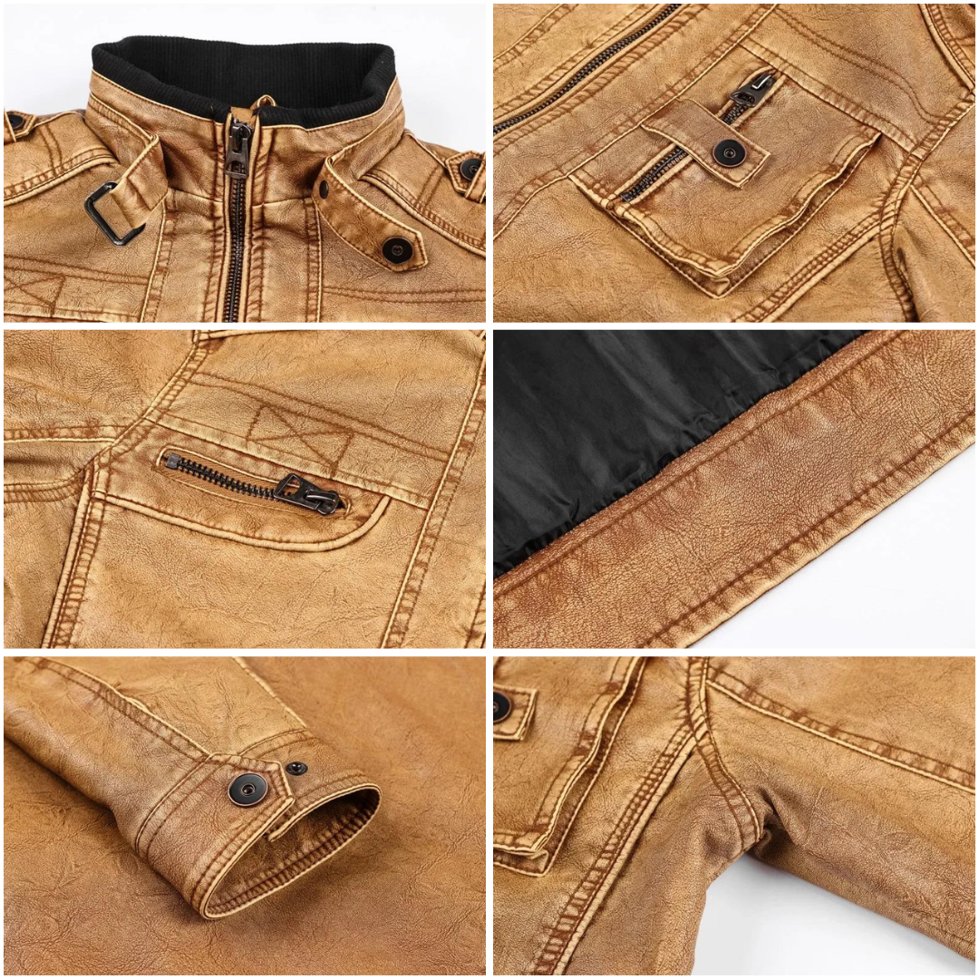 Herren Lederjacke mit hohem Kragen