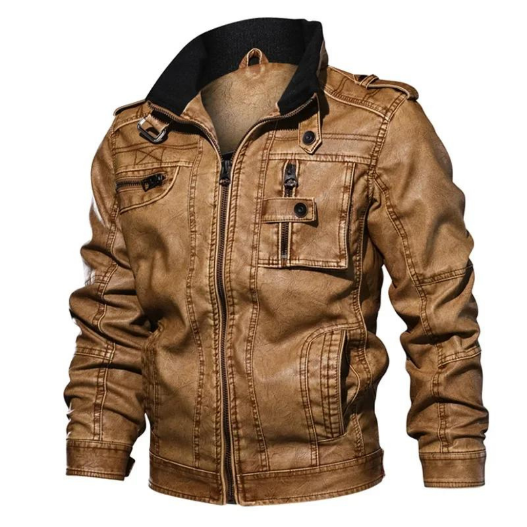 Herren Lederjacke mit hohem Kragen
