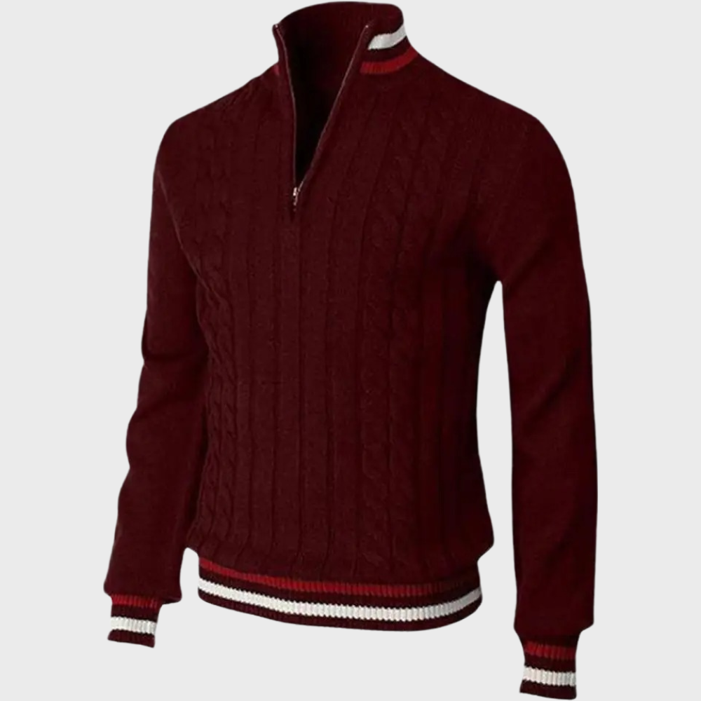 Stilvoller Herrenpullover mit halbem Reißverschluss
