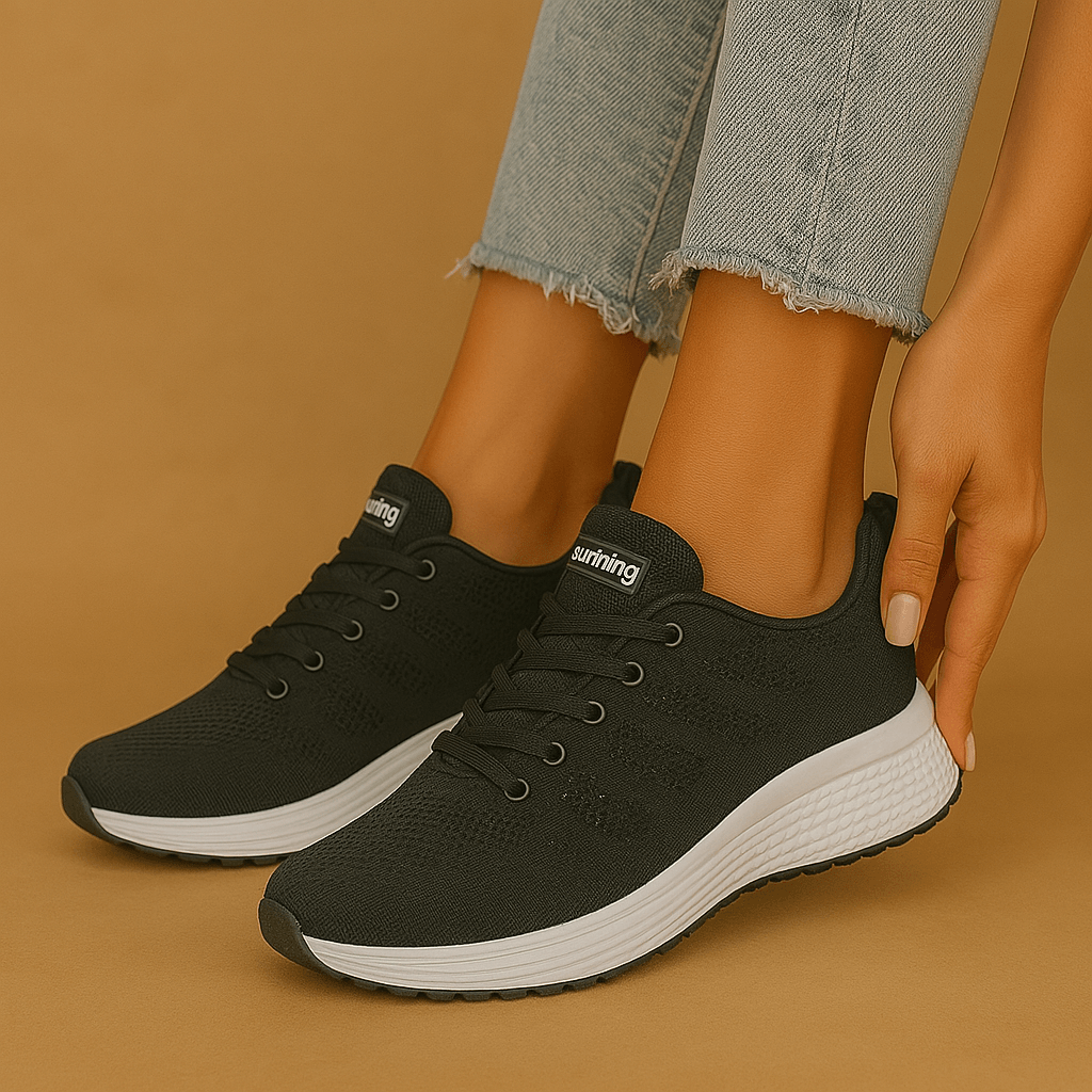 Damen Sneaker Atmungsaktiv Textil 4 cm Sohle