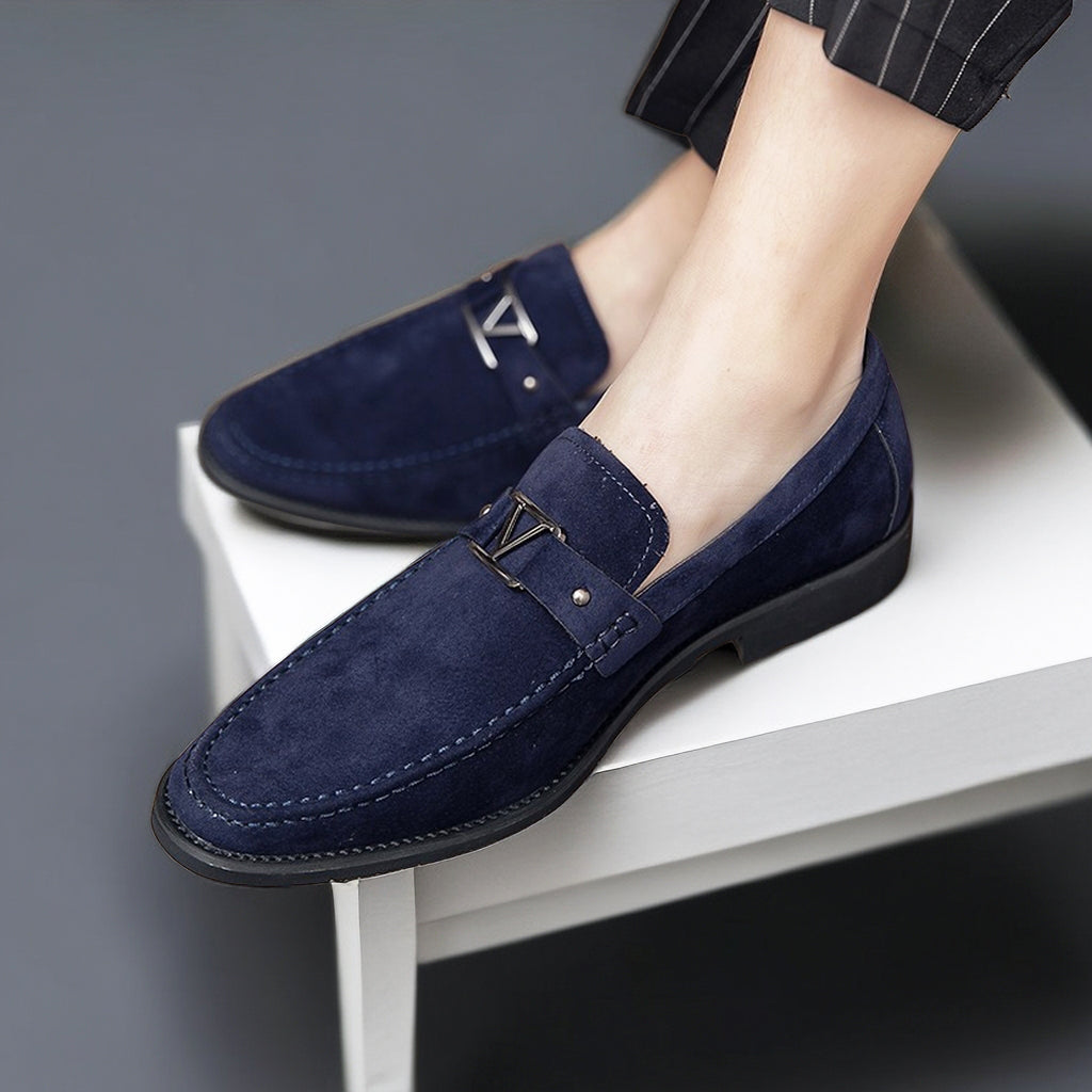Herren Wildleder Loafer mit Metallschnalle
