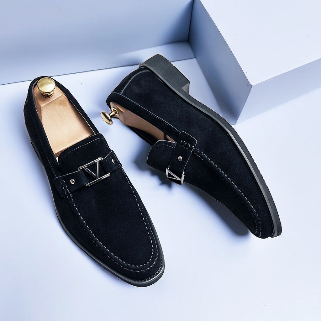 Herren Wildleder Loafer mit Metallschnalle