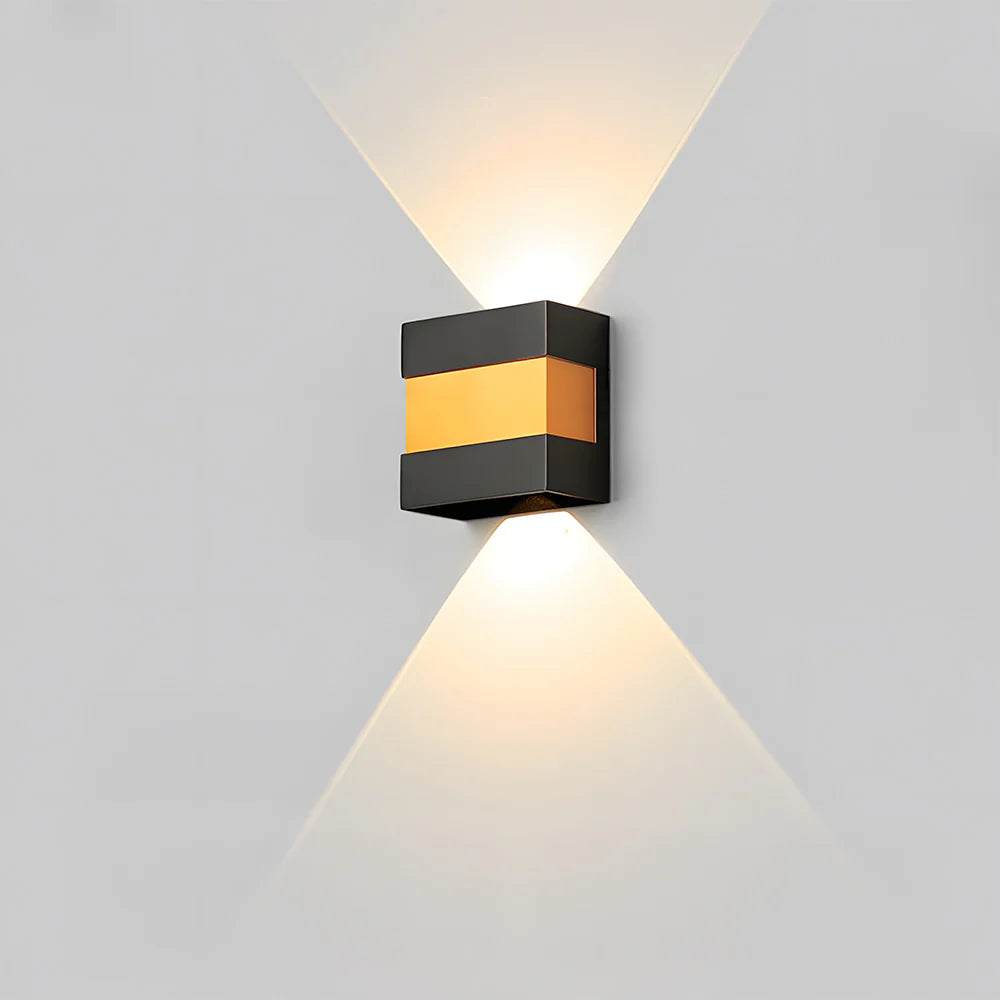 Moderne rechteckige Doppelkopf -LED -Wandlampe im Freien
