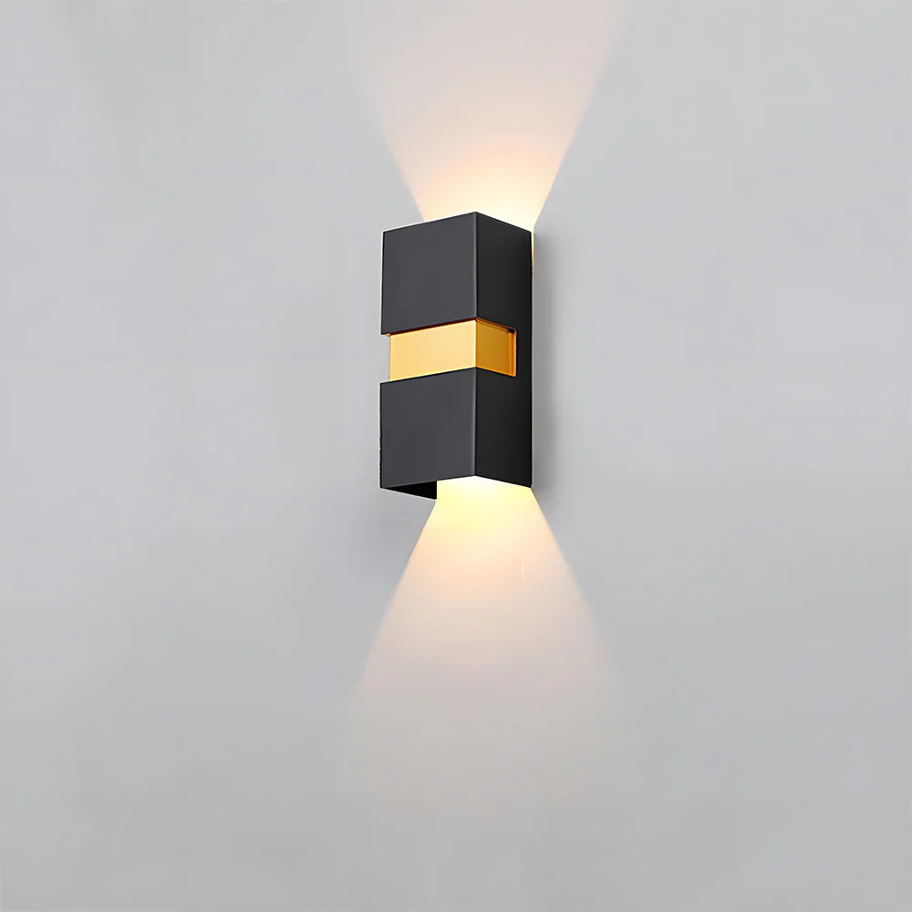 Moderne rechteckige Doppelkopf -LED -Wandlampe im Freien