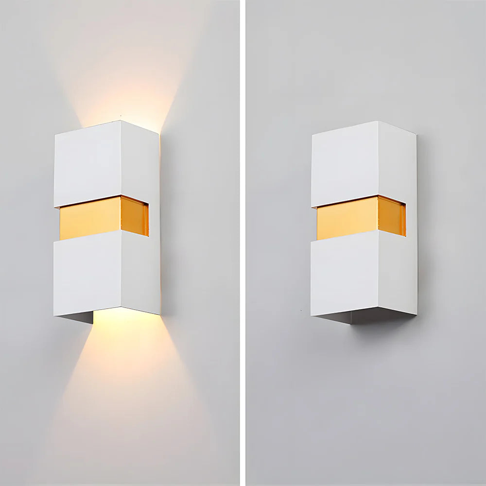 Moderne rechteckige Doppelkopf -LED -Wandlampe im Freien