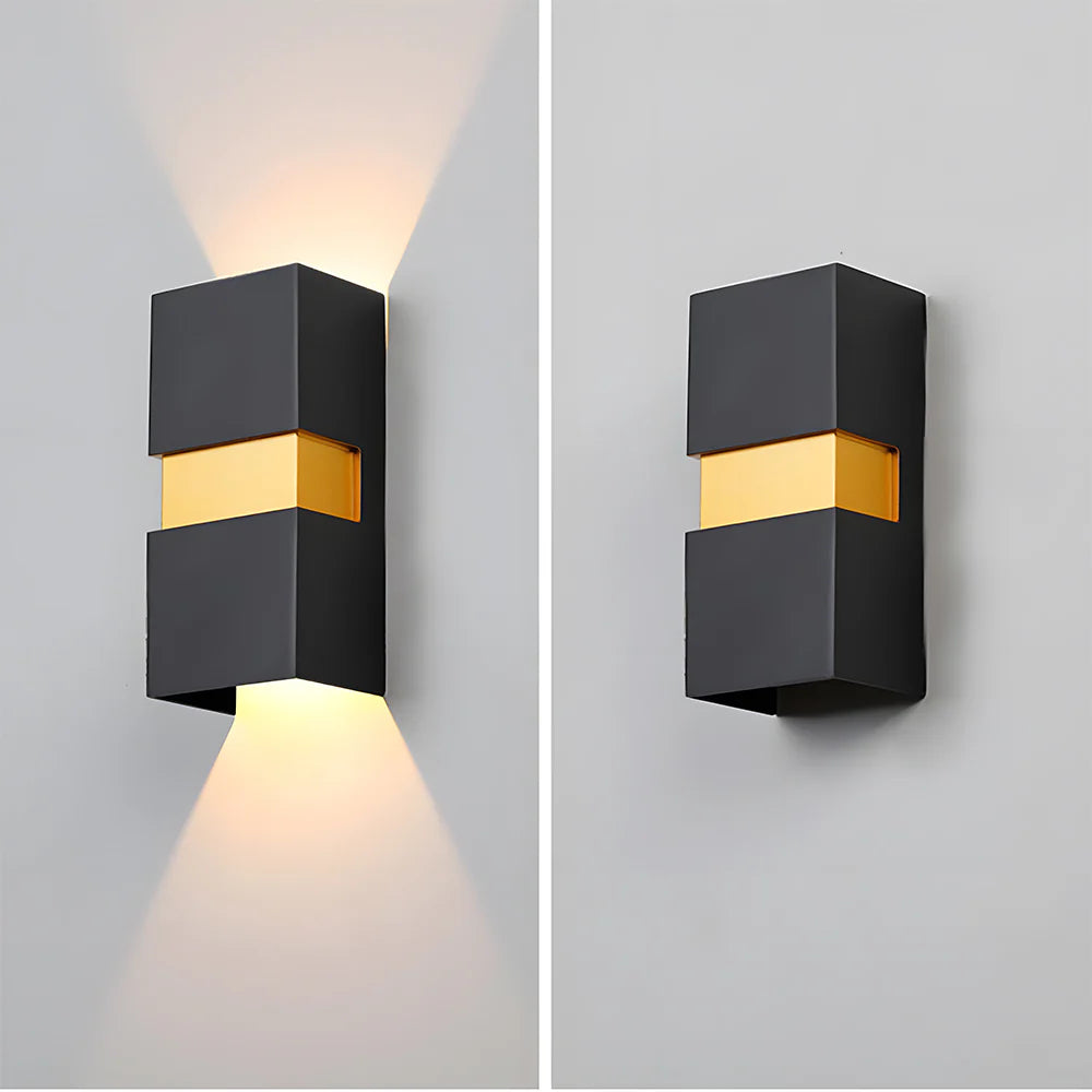 Moderne rechteckige Doppelkopf -LED -Wandlampe im Freien