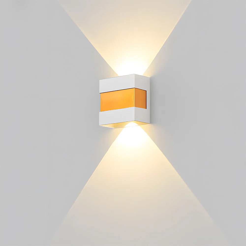 Moderne rechteckige Doppelkopf -LED -Wandlampe im Freien