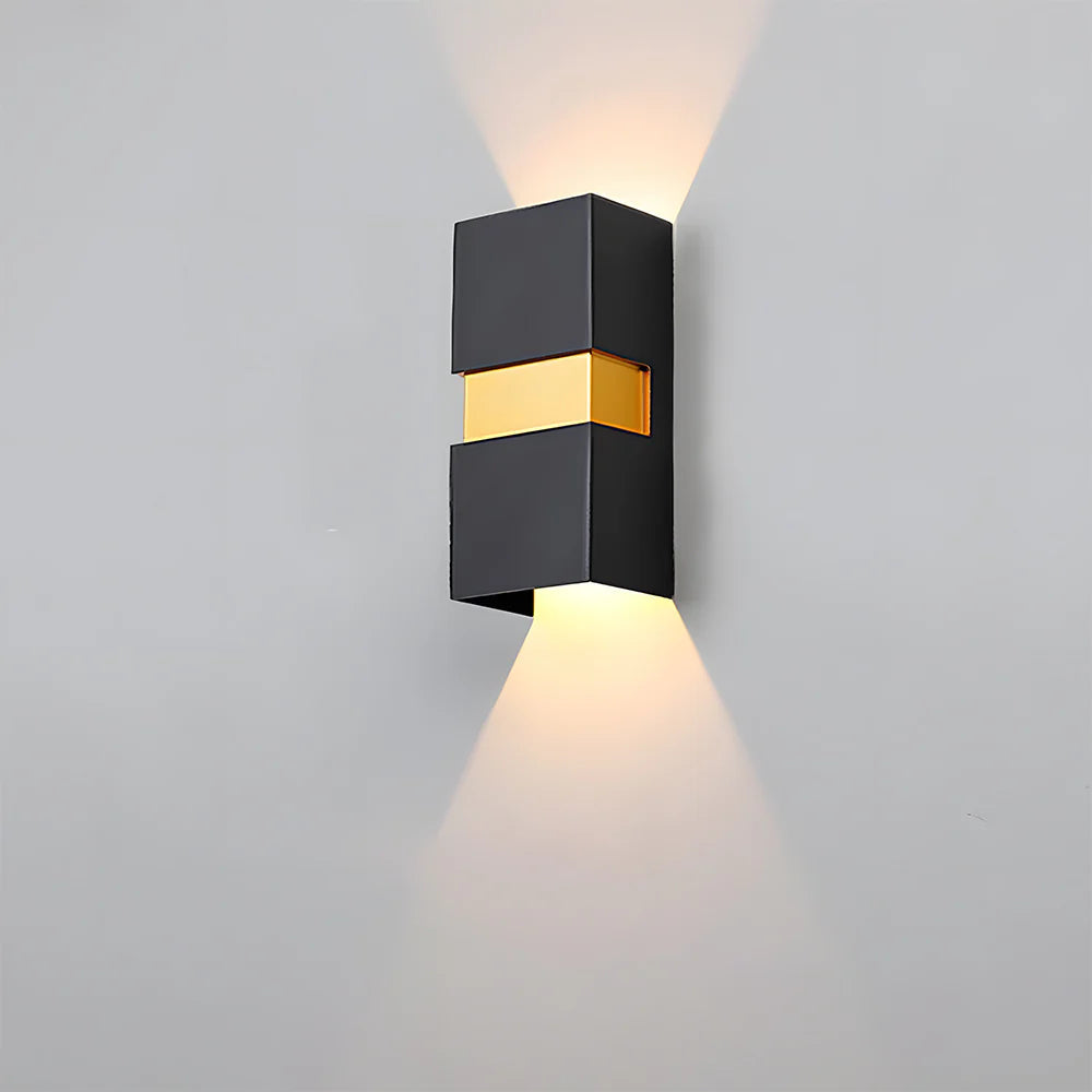 Moderne rechteckige Doppelkopf -LED -Wandlampe im Freien