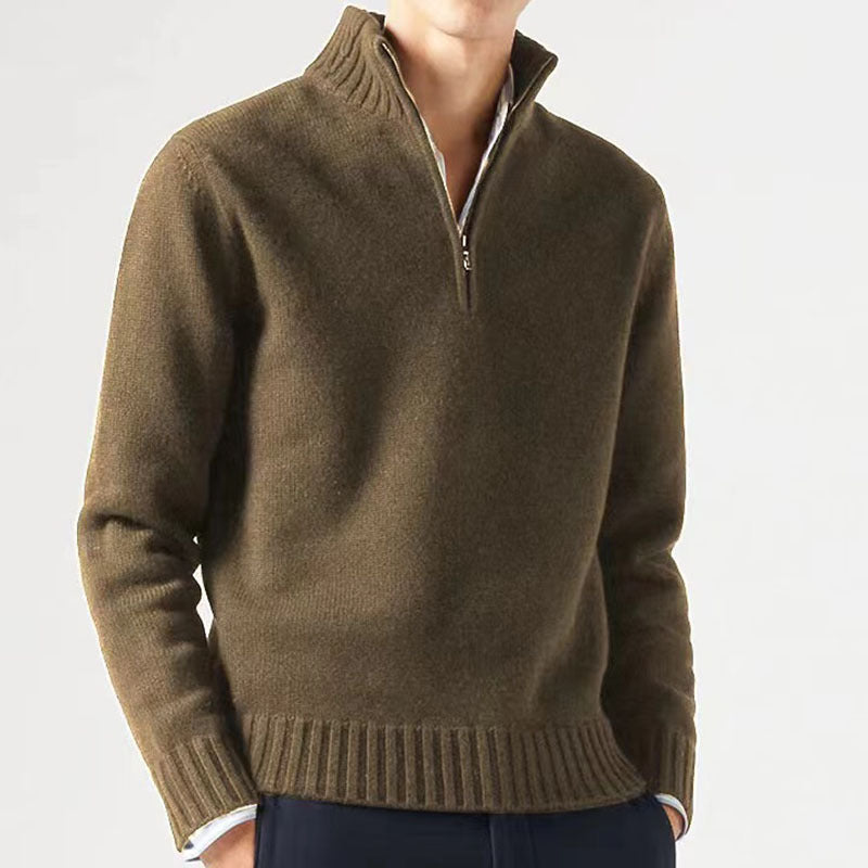 Bequemer und stilvoller Herrenpullover mit halbem Reißverschluss