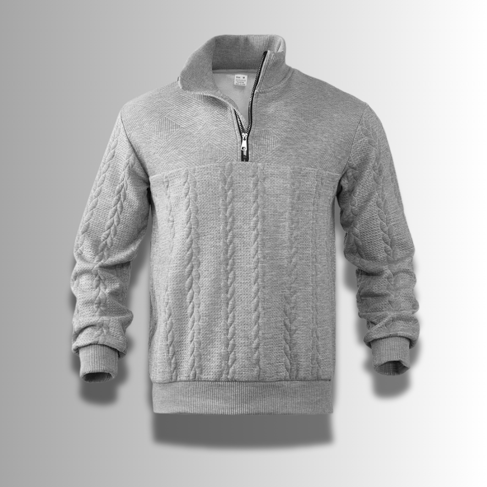 Herren Pullover Merinowolle halb Reißverschluss